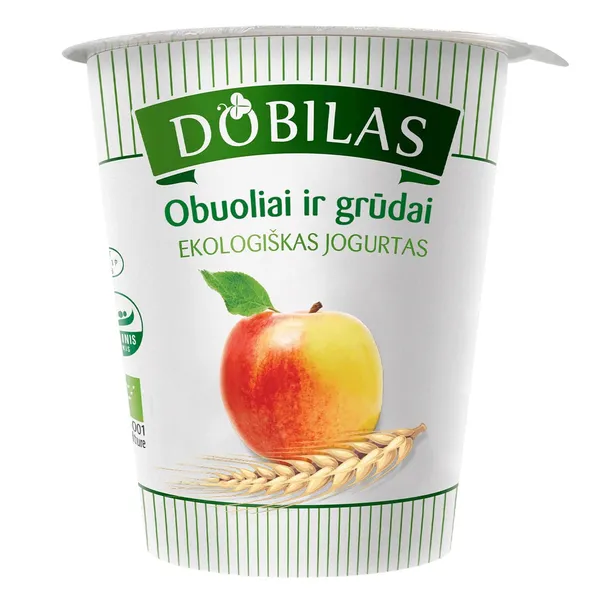 Ekologiškas jogurtas su obuoliais ir grūdais DOBILAS, 2,5-3,5% rieb., 300 g
