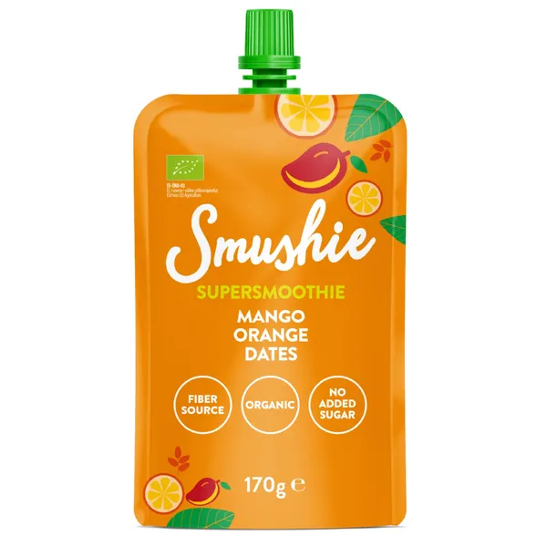 Ekologiška mango, apelsinų ir datulių tyrė SMUSHIE, 170 g
