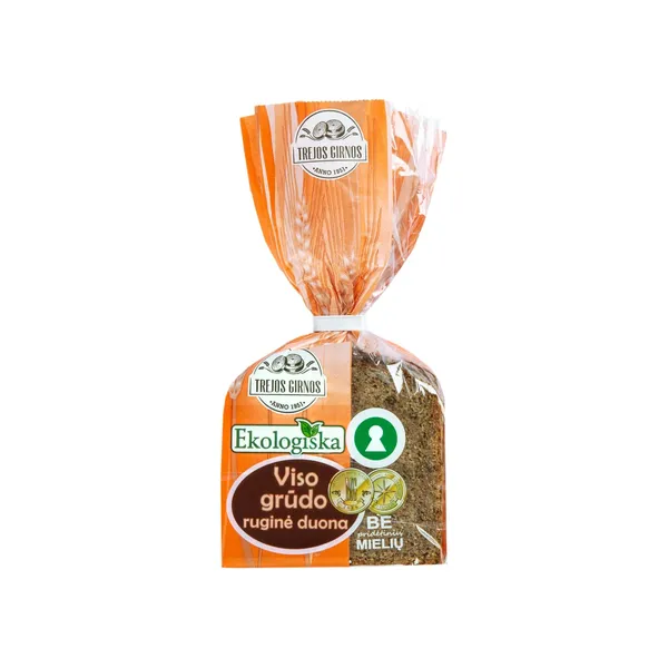 Ekologiška visų grūdo dalių ruginė duona TREJOS GIRNOS, 400 g