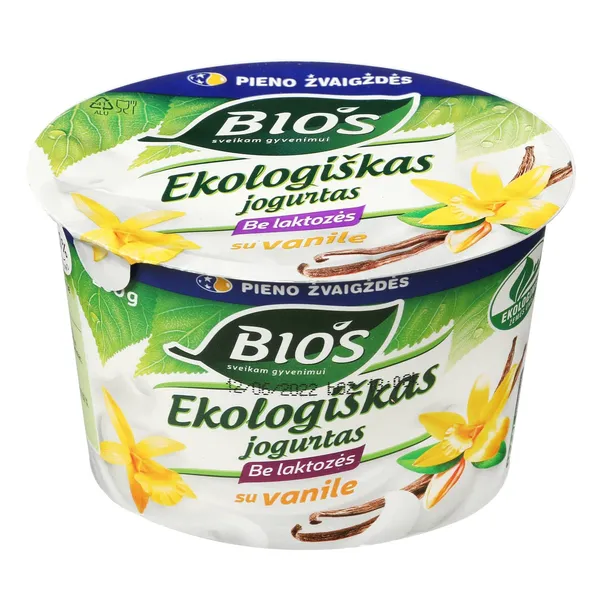 Ekologiškas jogurtas be laktozės su vanile BIOS, 3,1% rieb., 200 g