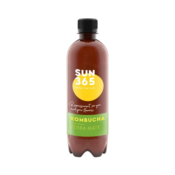 Ekologiškas natūraliai gazuotas gaivusis arbatos gėrimas SUN365 KOMBUCHA YERBA MATE, 500 ml