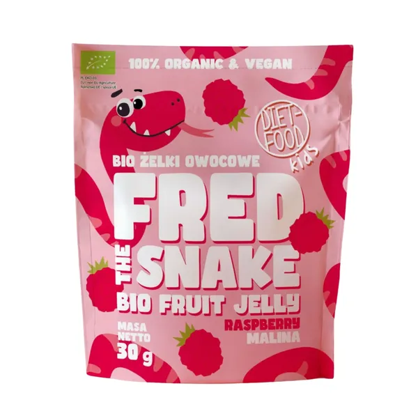 Ekologiškos FRED aviečių skonio juostelės DIET-FOOD, 30 g