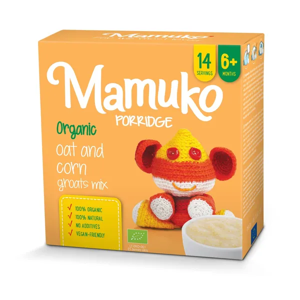 Ekologiška avižų ir kukurūzų košė MAMUKO, nuo 6 mėnesių, 240 g