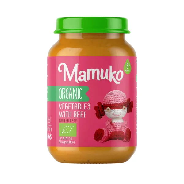 Ekologiška daržovių ir jautienos košė kūdikiams MAMUKO, nuo 6 mėn., 190 g