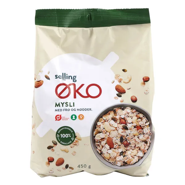 Ekologiški dribsniai su sėklomis ir riešutais SALLING EKO, 450 g