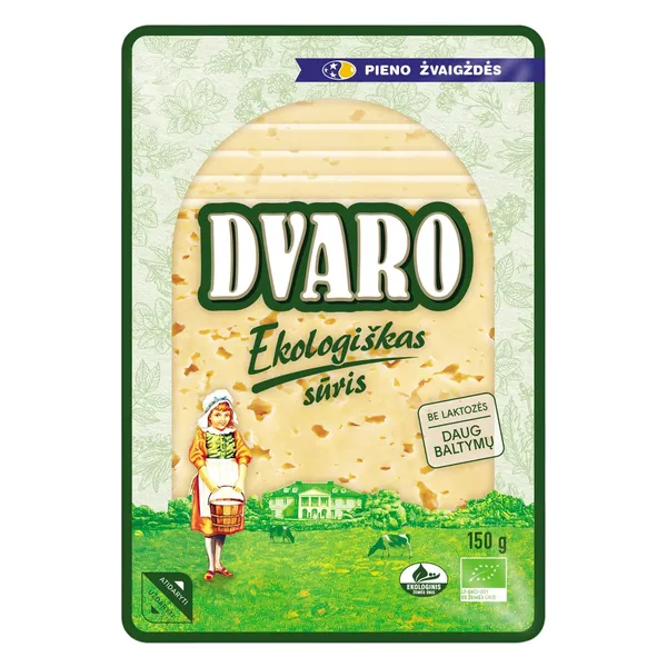 Ekologiškas fermentinis sūris DVARO, 50 % r.s.m.,raikytas, 150 g