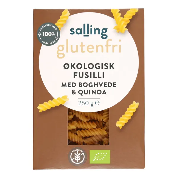 Ekologiški FUSILLI makaronai su grikiais ir bolivine balanda SALLING GLUTENFRI be glitimo, 250 g