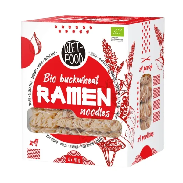 Ekologiški grikių RAMEN makaronai DIET-FOOD be glitimo, 280 g
