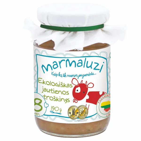 Ekologiškas jautienos troškinys MARMALUZI (nuo 8 mėn.), 190 g
