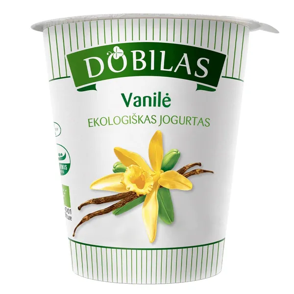 Ekologiškas jogurtas su vanile DOBILAS, 2,0-3,5 % rieb., 300 g