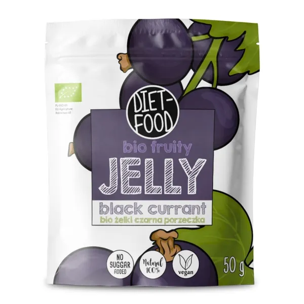 Ekologiškos juodųjų serbentų skonio juostelės DIET-FOOD, 50 g