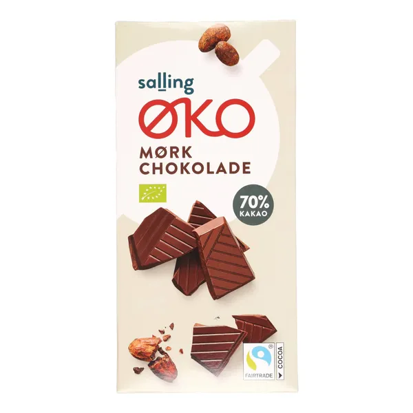 Ekologiškas juodasis šokoladas 70 % kakavos SALLING EKO, 100 g