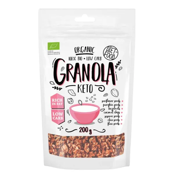 Ekologiška KETO granola DIET-FOOD, 200 g