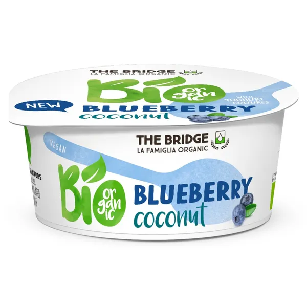 Ekologiškas fermentuotas kokosų produktas su mėlynėmis be glitimo THE BRIDGE, 125 g