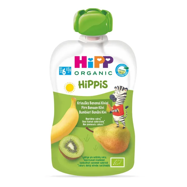 Ekologiška kriaušių, bananų ir kivių tyrelė nuo 6 mėn. HIPP, 100 g