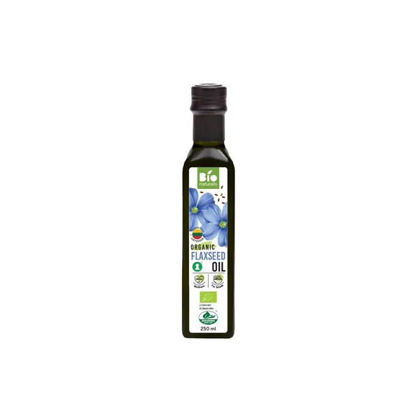 Ekologiškas linų sėmenų aliejus, nerafinuotas, BIONATURALIS, 250 ml LT-EKO-001