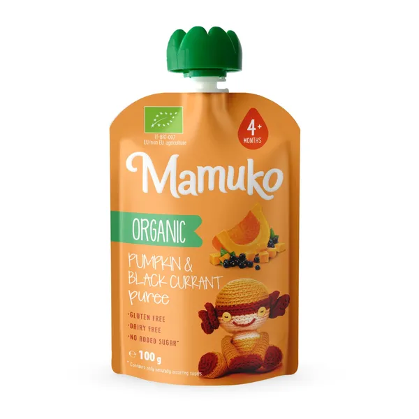 Ekologiška MAMUKO moliūgų ir juodųjų serbentų tyrelė, nuo 4 mėn, 100 g