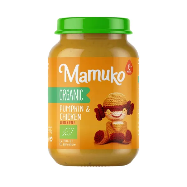 Ekologiška moliūgų ir vištienos košė kūdikiams MAMUKO, nuo 6 mėn., 190 g