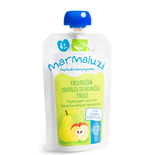 Ekologiška obuolių ir kriaušių tyrelė MARMALUZI (nuo 4 mėn.), 90 g