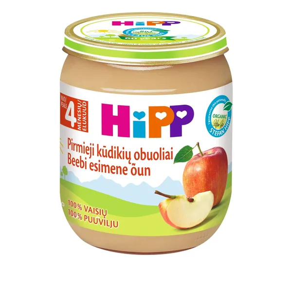 Ekologiška obuolių tyrė HIPP BIO, nuo 4 mėnesių amžiaus, 125 g