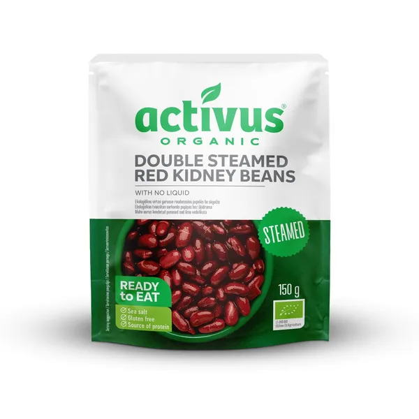 Ekologiškos raudonosios pupelės be skysčio ACTIVUS, plast. maišelyje, 150g  LT-EKO-001
