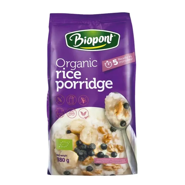 Ekologiška ryžių košė BIOPONT be glitimo, 180 g