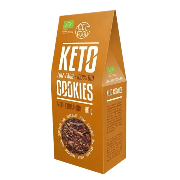 Ekologiški sausainiai su cinamonu KETO DIET-FOOD su saldikliu, 80 g