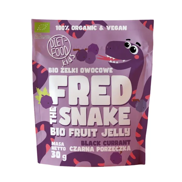 Ekologiškos FRED juodųjų serbentų skonio juostelės DIET-FOOD, 30 g