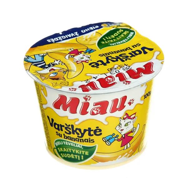 Ekologiška varškytė su bananais MIAU, 6 % rieb., 100 g