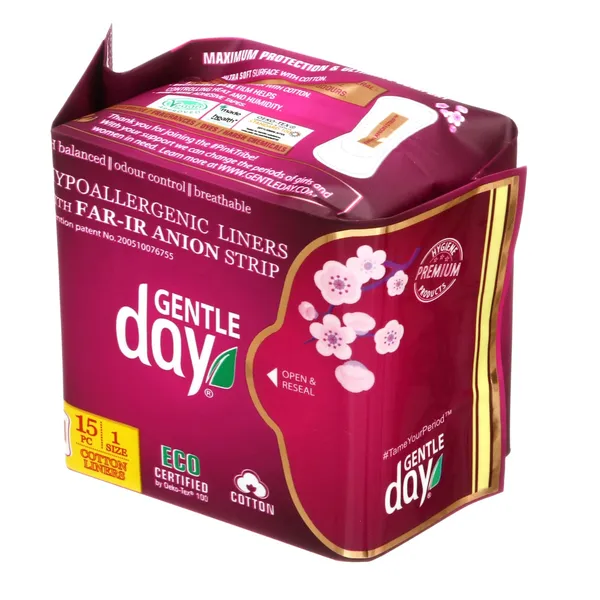 Ekologiški kasdieniniai higieniniai įklotai GENTLE DAY MINI, 15 vnt.