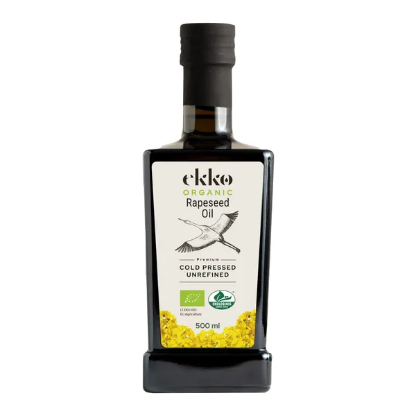 Ekologiškas nerafinuotas šalto spaudimo rapsų aliejus EKKO, 500 ml