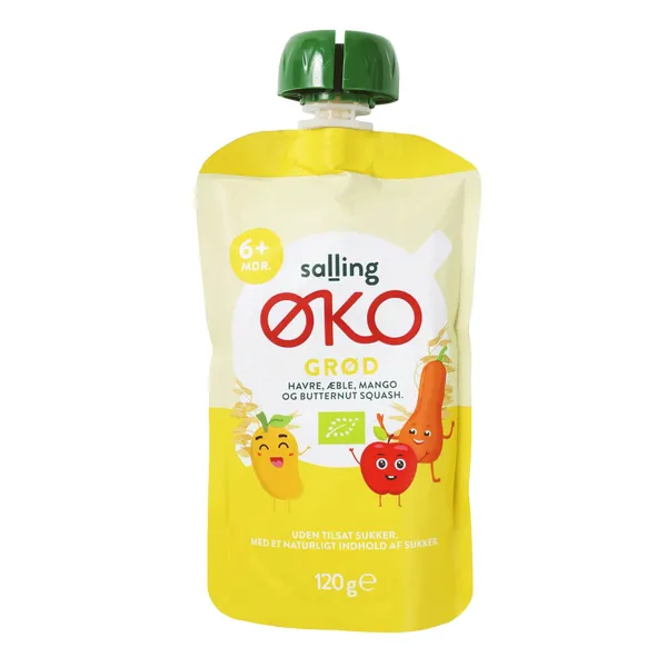 Ekologiška košė su avižomis, obuoliais, mangais ir moliūgais SALLING EKO, 6 mėn.+, 120 g