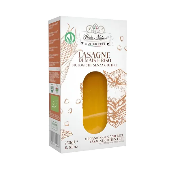 Ekologiška kukurūzų ir ryžių miltų lazanija PASTA NATURA be glitimo, 250 g