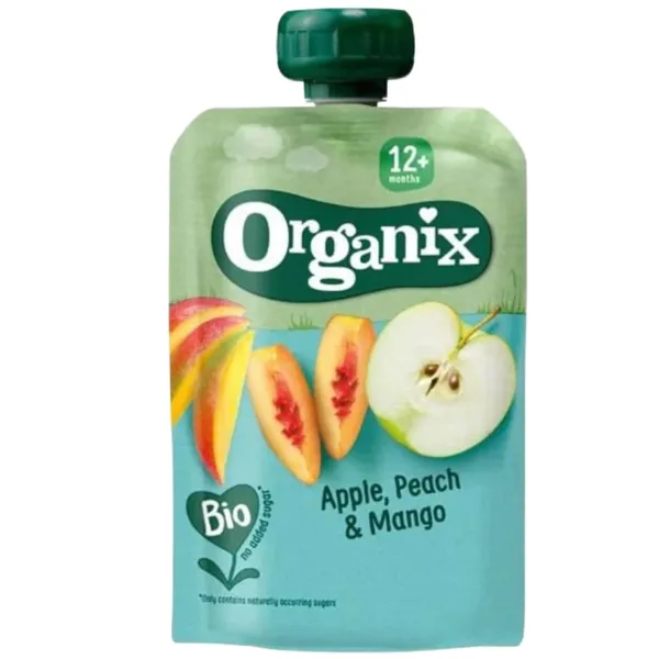 Ekologiška persikų, obuolių, mango tyrė ORGANIX, 12 mėn., 100 g