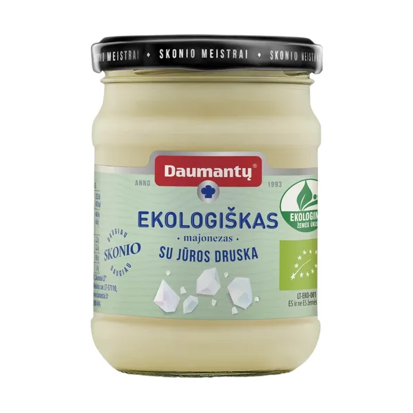 Ekologiškas DAUMANTŲ majonezas su jūros druska, 66 % riebumo, 230 g