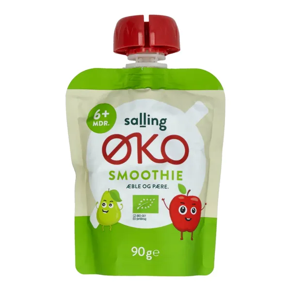 Ekologiškas glotnutis su obuoliais ir kriaušėmis SALLING EKO, 6 mėn.+, 90 g