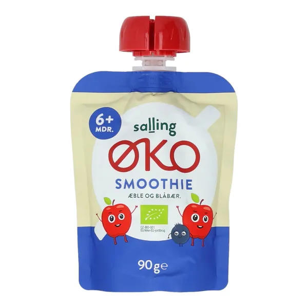 Ekologiškas glotnutis su obuoliais ir mėlynėmis SALLING EKO, 6 mėn.+, 90 g