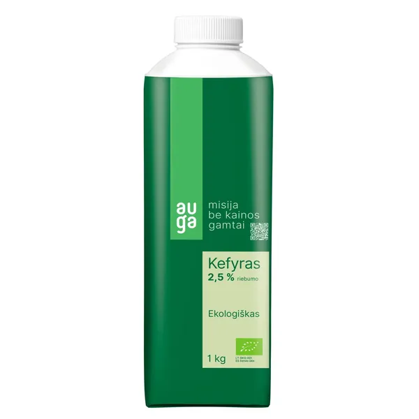 Ekologiškas kefyras AUGA, 2,5 % rieb., 1 l