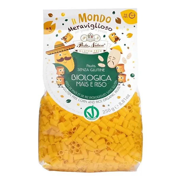 Ekologiški kukurūzų ir ryžių miltų makaronai DITALI PASTA NATURA be glitimo, 250 g