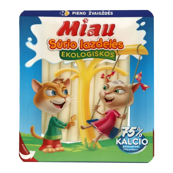 Ekologiškos sūrio lazdelės MIAU, 40 % rieb.s.m., 90 g