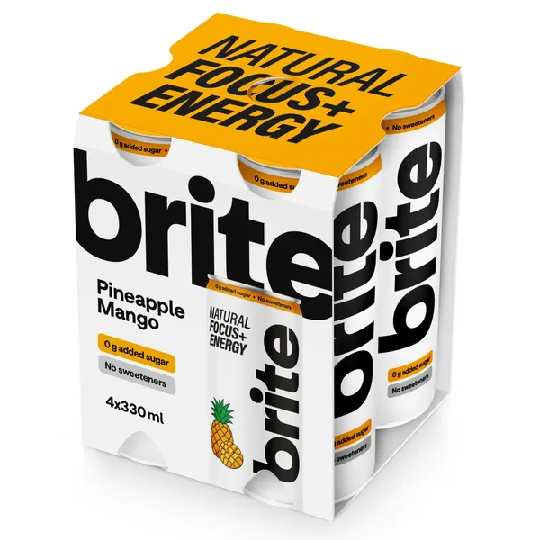 Energinis gėrimas BRITE PINEAPPLE MANGO, 4 x 330 ml
