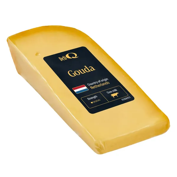 Puskietis fermentinis brandintas sūris DELI Q GOUDA, 48 % rieb., 1 kg