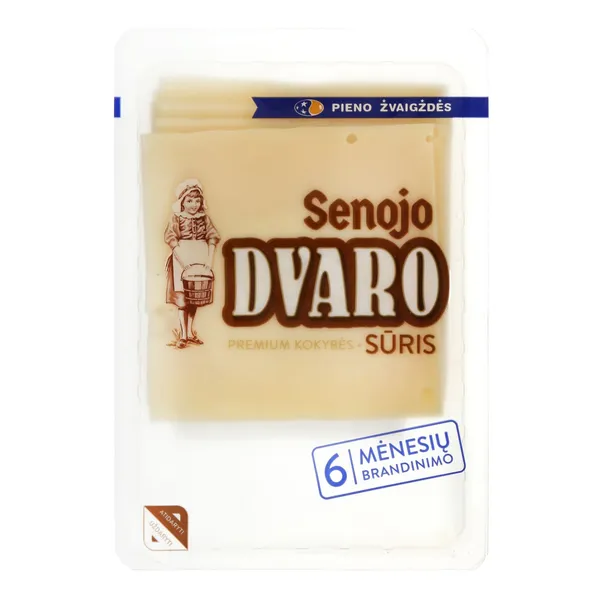 Fermentinis sūris SENOJO DVARO, 45% r.s.m. 6 mėn. brandinimo, raikytas, 150 g