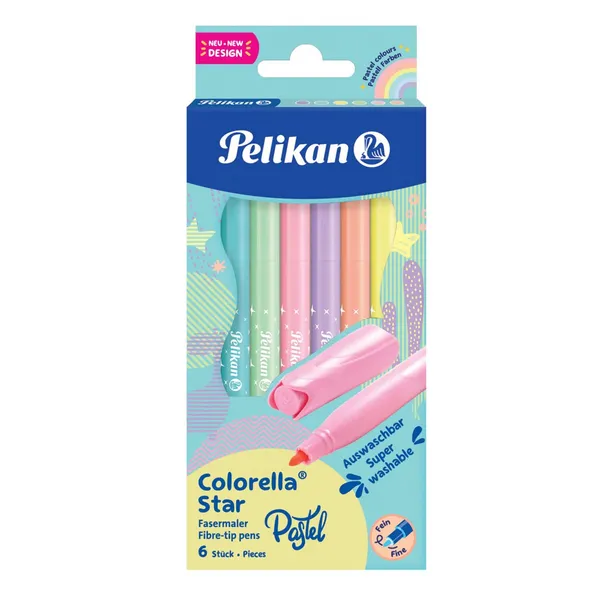 Flomasteriai PELIKAN COLORELLA STAR, 6 spalvos