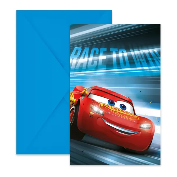 FSC vakarėlių kvietimo rinkinys CARS, 6 vnt.