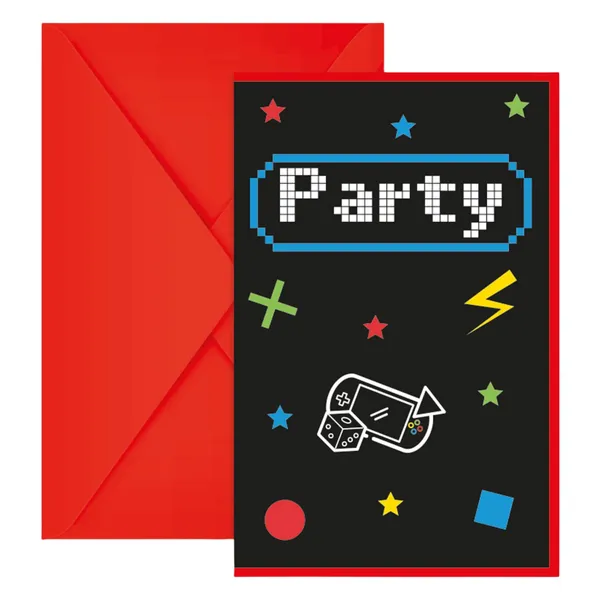 FSC vakarėlių kvietimo rinkinys GAMING, 6 vnt.