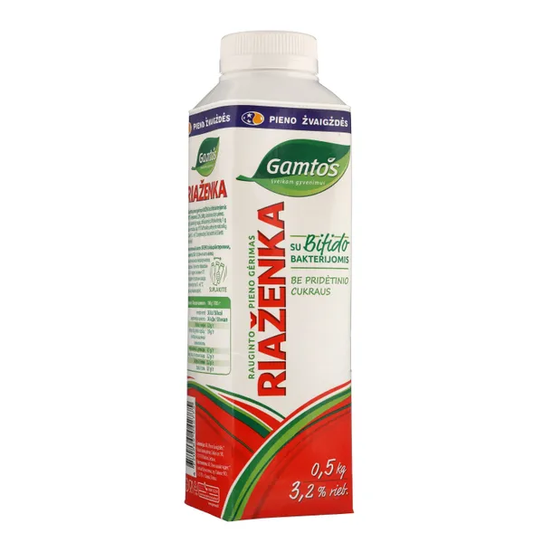 GAMTOS RIAŽENKA rauginto pieno gėrimas, 3,2 % rieb., 0,5 kg