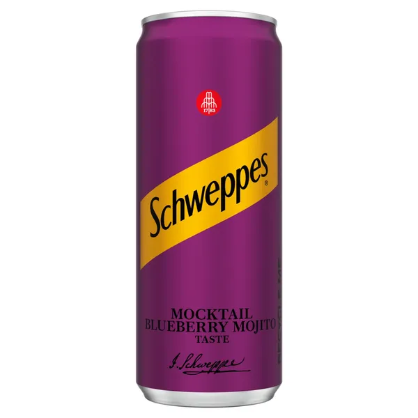 Gazuotas nealkoholinis mojito ir mėlynių skonio gaivusis gėrimas SCHWEPPES BLUEBERRY MOJITO, 330 ml