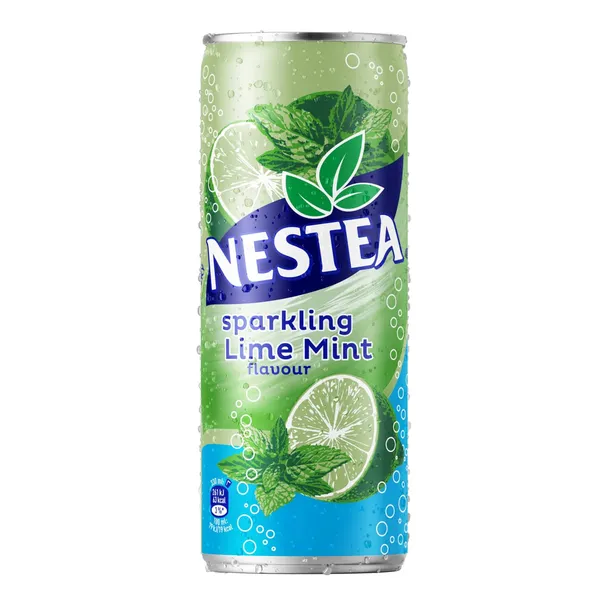 Gazuota juodoji arbata NESTEA, žaliųjų citrinų - metų skonio, su saldikliais, 0,33 l
