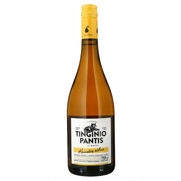 Gazuotas kriaušių skonio sidras TINGINIO PANTIS, 4,5%, 0,75 l, stiklas*